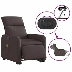 Maison Chic Fauteuil Relax pour salon, Fauteuil inclinable de massage électrique Marron foncé Tissu -GKD72755 pas cher