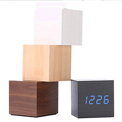 Acheter Wewoo Réveils Multicolore Sons En Bois De Contrôle Horloge Moderne Numérique LED Bureau Réveil Thermomètre Minuterie Blanc