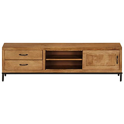 Helloshop26 Meuble télé buffet tv télévision design pratique bois de manguier massif 140 cm 2502143