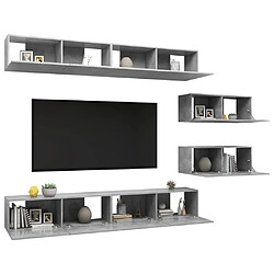 Avis Maison Chic Ensemble de meubles TV 6 pcs | Banc TV Moderne pour salon | Meuble de Rangement - Gris béton Aggloméré -MN19131