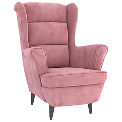 vidaXL Fauteuil rose velours