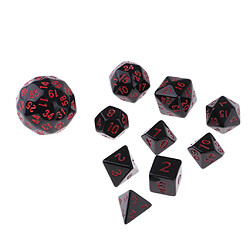 Avis 10 Pièces En Plastique Polyhedral Dice Set Jeu De Table Jeu De Fête Accessoire Rouge