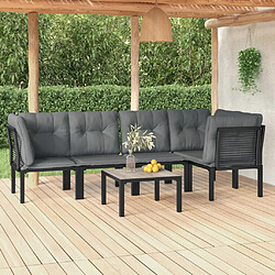 vidaXL Salon de jardin 6 pcs noir et gris résine tressée