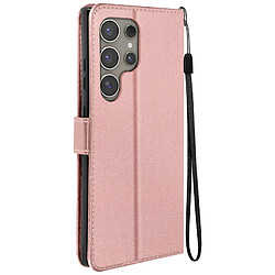 Mayaxess Étui pour Samsung S24 Ultra Portefeuille Fonction Support et Dragonne Rose Champagne