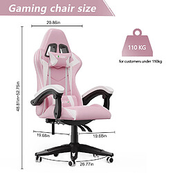 RATTANTREE Chaise de Gaming, fauteuil gaming, avec Lombaire&Appui-Tête Appui, chaise gamer, Ergonomique PU Cuir Chaise Bureau, fauteuil gamer, chaise bureau gaming, Dossier Inclinable à 155, Rose Blanc pas cher