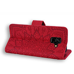 Acheter Wewoo Housse Coque Étui en cuir gaufré à double rabat avec motif pour mollet et emplacements cartes et porte-cartes Galaxy A6 2018 Rouge