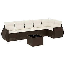 vidaXL Salon de jardin avec coussins 7 pcs marron résine tressée