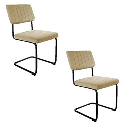 Toilinux Lot de 2 Chaises cantilevers design effet velours Keen - Beige