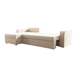 Vente-Unique Canapé d'angle convertible et réversible en tissu beige ONABIA pas cher