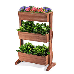 Helloshop26 Etagères à plantes en bois à 3 niveau amovibles hauteur et inclinaison ajustable multifonctions intérieur/extérieur 105 cm brun 20_0008561