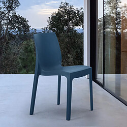 22 Chaises Rome Grand Soleil en polypropylène empilables pour bar et café, Couleur: Bleu