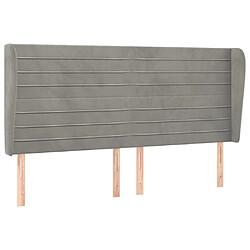 Maison Chic Tête de lit scandinave avec oreilles,meuble de chambre Gris clair 163x23x118/128 cm Velours -MN11153