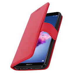 Avizar Housse Huawei P Smart Etui Portefeuille Coque Silicone Support Vidéo Rouge