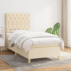 Maison Chic Structures de lit + matelas,Lit à sommier tapissier avec matelas Crème 80x200 cm Tissu -MN63442