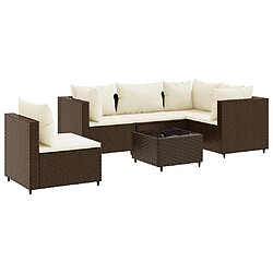 vidaXL Salon de jardin 6 pcs avec coussins Marron Résine tressée