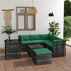 vidaXL Salon palette de jardin 8 pcs avec coussins Bois de pin massif