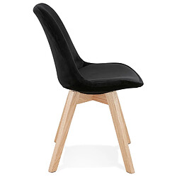 Avis Alterego Chaise en velours noir 'JOE' avec structure en bois naturel