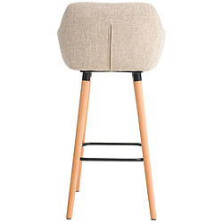 Avis Decoshop26 Tabouret de bar lounge x1 design scandinave assise en tissu crème pieds en bois repose-pieds en métal 10_0004922