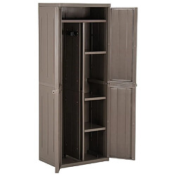 Acheter vidaXL Armoire de rangement jardin Marron 65x45x172 cm PP Aspect bois