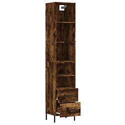 Avis vidaXL Buffet haut Chêne fumé 34,5x34x180 cm Bois d'ingénierie