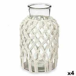 Gift Decor Vase Blanc Tissu verre 18,5 x 30,5 x 18,5 cm (4 Unités) Macramé 