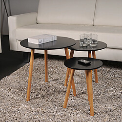 Lot de 3 tables basses gigognes VENUS / Noir