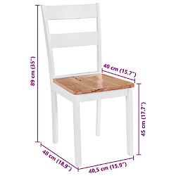 vidaXL Chaises à manger lot de 6 blanc bois d'hévéa pas cher