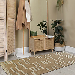 Thedecofactory JUTE RELIEF STRIE - Tapis de couloir effet jute à motif en relief blanc 80x150 pas cher