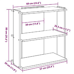 vidaXL Bibliothèque à 3 niveaux blanc 60x30x80 cm bois d'ingénierie pas cher