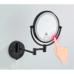 Universal Miroir de toilette 8 pouces de deux côtés du mur de la loupe miroir LED miroir de maquillage pliant miroir de maquillage cadeau femme | miroir de bain(Le noir)