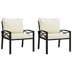 Maison Chic Lot de 2 Chaises de jardin,Fauteuil/Chaise d'extérieur avec coussins sable 68x76x79 cm acier -MN56172