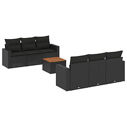 Maison Chic Salon de jardin 7 pcs avec coussins | Ensemble de Table et chaises | Mobilier d'Extérieur noir résine tressée -GKD63470