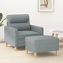 vidaXL Fauteuil avec repose-pied Gris clair 60 cm Tissu