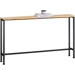 SoBuy Table Console Table d'appoint Bout de canapé Table d’entrée Cadre et 4 Pieds en Fer - L120cm x P20cm x H81cm, Nature et Noir, FSB19-L-E