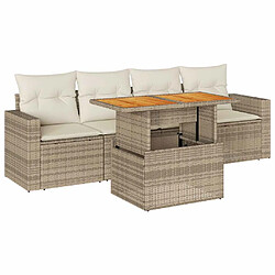 vidaXL Salon de jardin avec coussins 5 pcs beige résine tressée