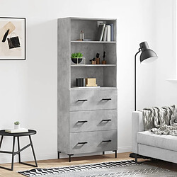 vidaXL Buffet haut Gris béton 69,5x34x180 cm Bois d'ingénierie