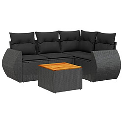 Maison Chic Ensemble de 5 Tables et chaises d'extérieur avec coussins,Salon de jardin noir résine tressée -GKD650652