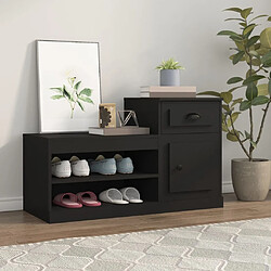 Maison Chic Armoire à Chaussures Noir,Meuble de Rangement à Chaussures 100x42x60 cm bois d'ingénierie -MN59143