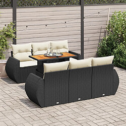 vidaXL Salon de jardin 7 pcs avec coussins noir résine tressée