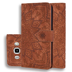 Wewoo Housse Coque Étui en cuir gaufré à double rabat avec motif pour mollet fentes portefeuille et porte-cartes Galaxy J5 2016 / J510 brun