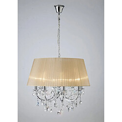 Luminaire Center Suspension Olivia avec Abat jour bronze 8 Ampoules chrome poli/cristal