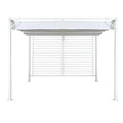 Pegane Pergola de jardin en acier et polyester coloris blanc - longueur 300 x largeur 300 x hauteur 230 cm