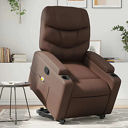 Maison Chic Fauteuil Relax pour salon, Fauteuil inclinable de massage Marron Similicuir -GKD21632