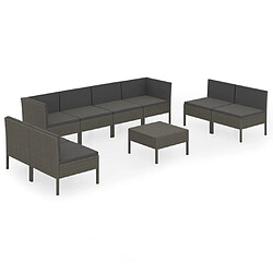 Maison Chic Salon de jardin 9 pcs + coussins - Mobilier/Meubles de jardin - Table et chaises d'extérieur Résine tressée Gris -MN70078