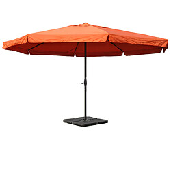 Mendler Parasol en aluminium Meran Pro, gastronomie, marché, avec volant, Ø 5m ~ terre cuite avec pied