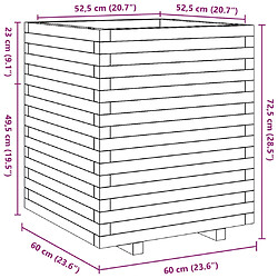 vidaXL Jardinière 60x60x72,5 cm bois de pin massif pas cher