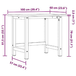 vidaXL Établi 100x60x81,5 cm bois massif de hêtre rectangulaire pas cher