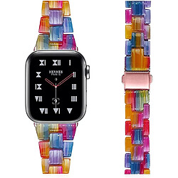 Compatible avec Apple Watch Band 40 mm 41 mm 44 mm 45 mm Bracelet fin en résine légère avec boucle en acier inoxydable de remplacement pour iWatch Series 7 6 5 4 3 2 1 SE (arc-en-ciel/rose, 42/44/45 mm)