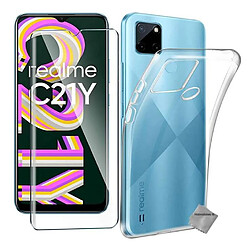 Htdmobiles Coque silicone gel fine pour Realme C21-Y / C25Y + film ecran - TPU TRANSPARENT