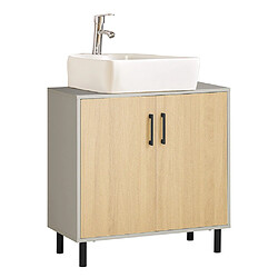 SoBuy BZR133-NG Meuble sous Lavabo, Meuble sous Vasque, Meuble Salle de Bain avec 2 Portes et 2 Étages, Placard de Rangement